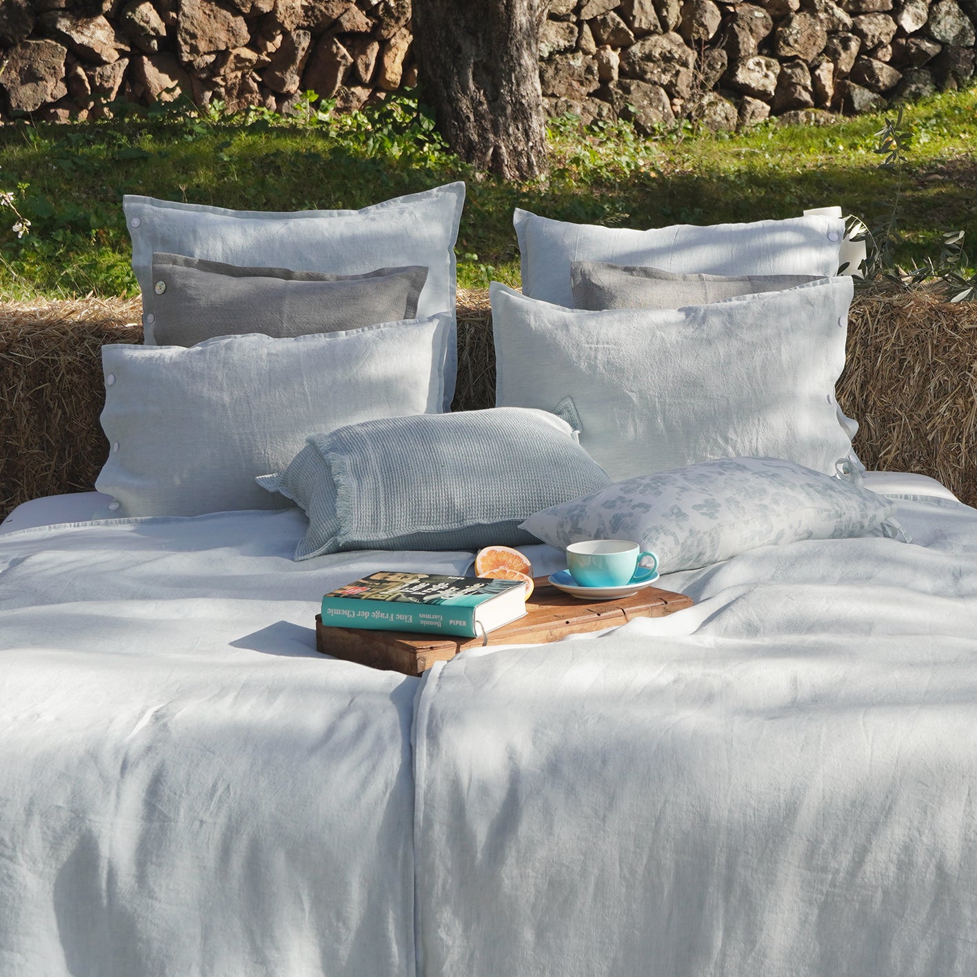 Duvet Covers & Pillows in Aqua