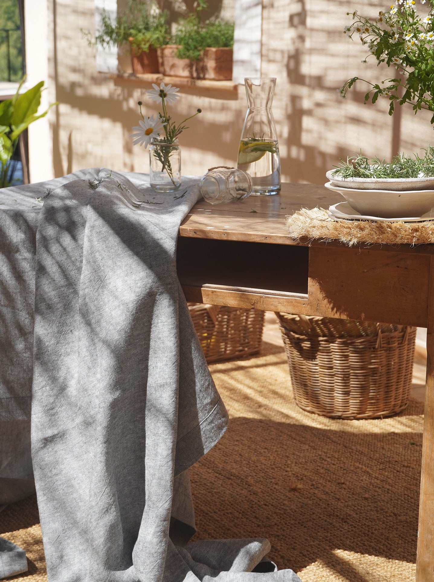 Linen Tablecloth black Mallorca